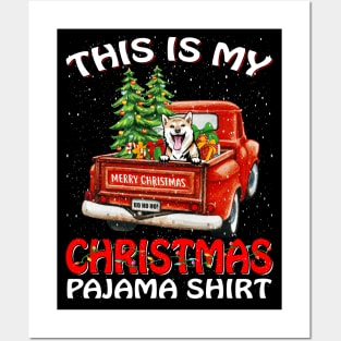 This Is My Christmas Pajama Shirt Shiba Inu Truck Tree Posters and Art